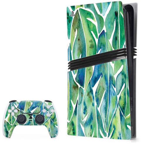 Tropical Leaves by Cat Coq PS5 Pro Bundle Skin